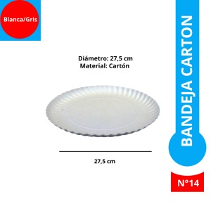 BANDEJA CARTON BLANCA/GRIS RED N°14 x 100u